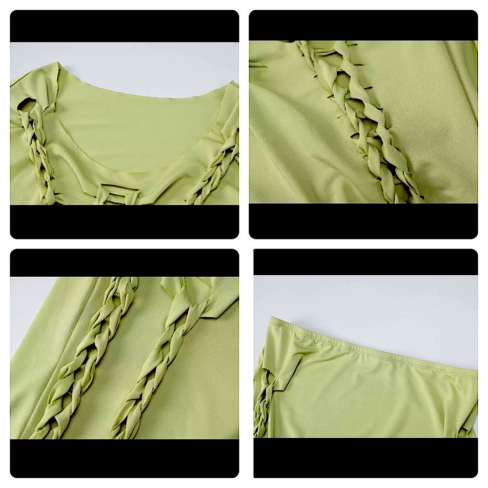 Two piece green hollow out midi dress set - Picture 13 of 16
